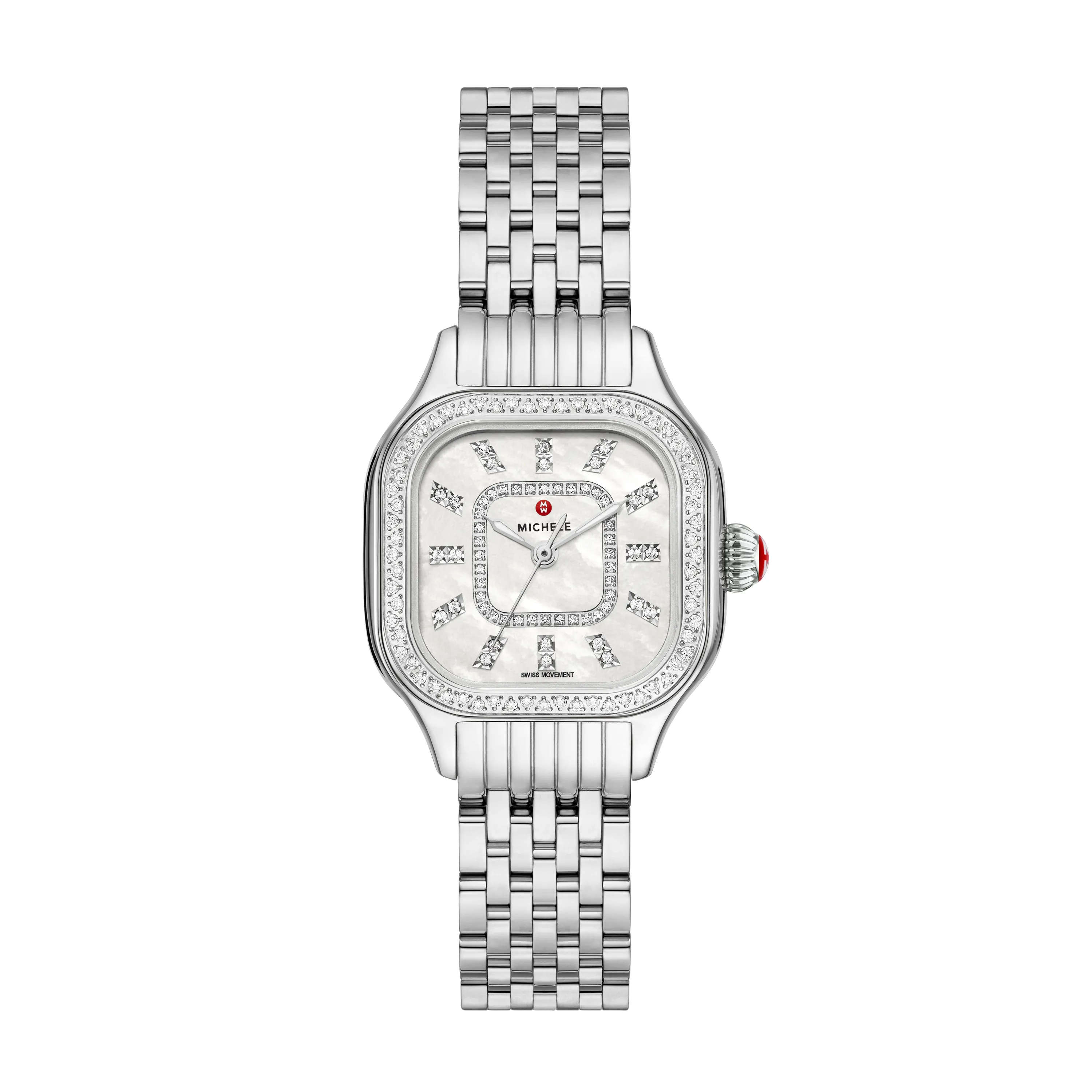 Michele Watches Diamond Stainless Steel Watch