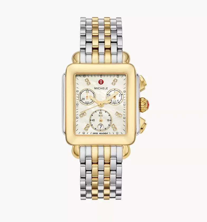 Michele Watches Deco Diamond Stainless Steel Watch