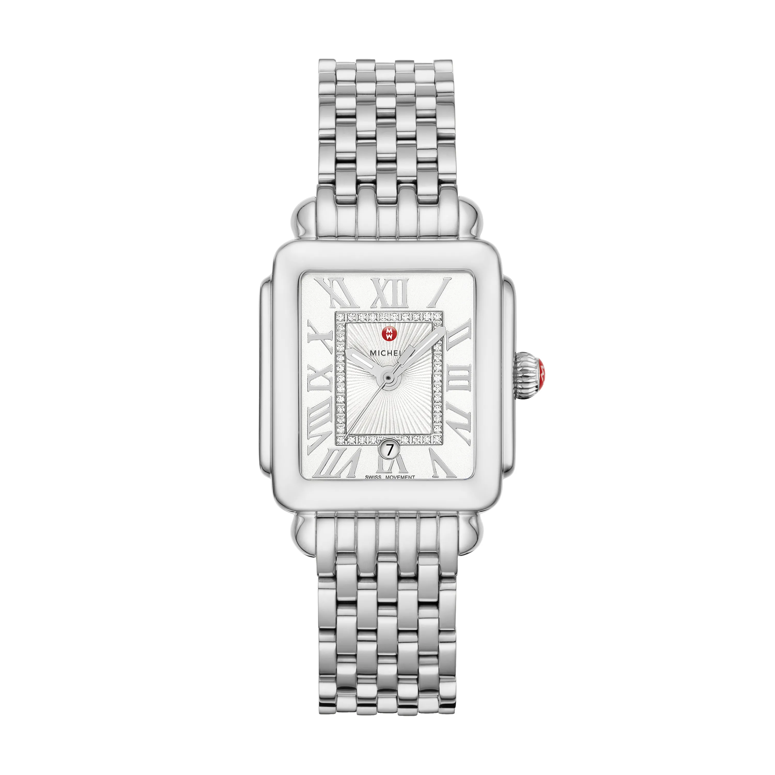Michele Watches Deco Diamond Stainless Steel Watch