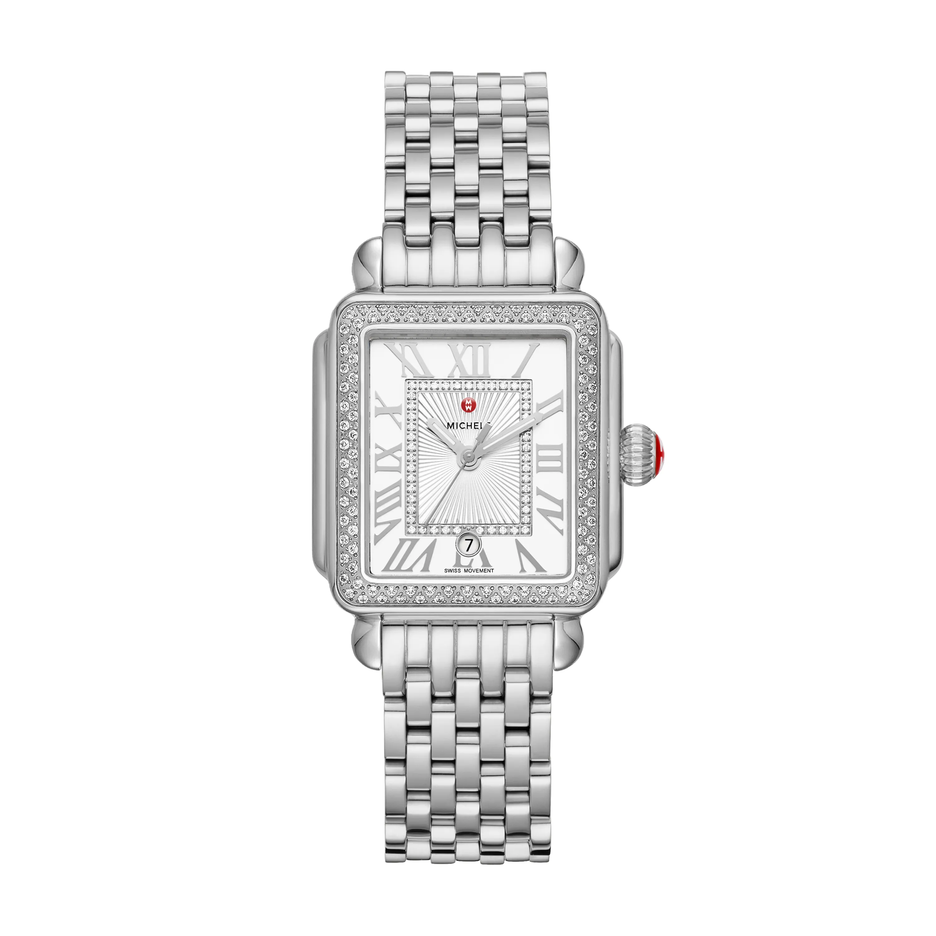 Michele Watches Deco Diamond Stainless Steel Watch