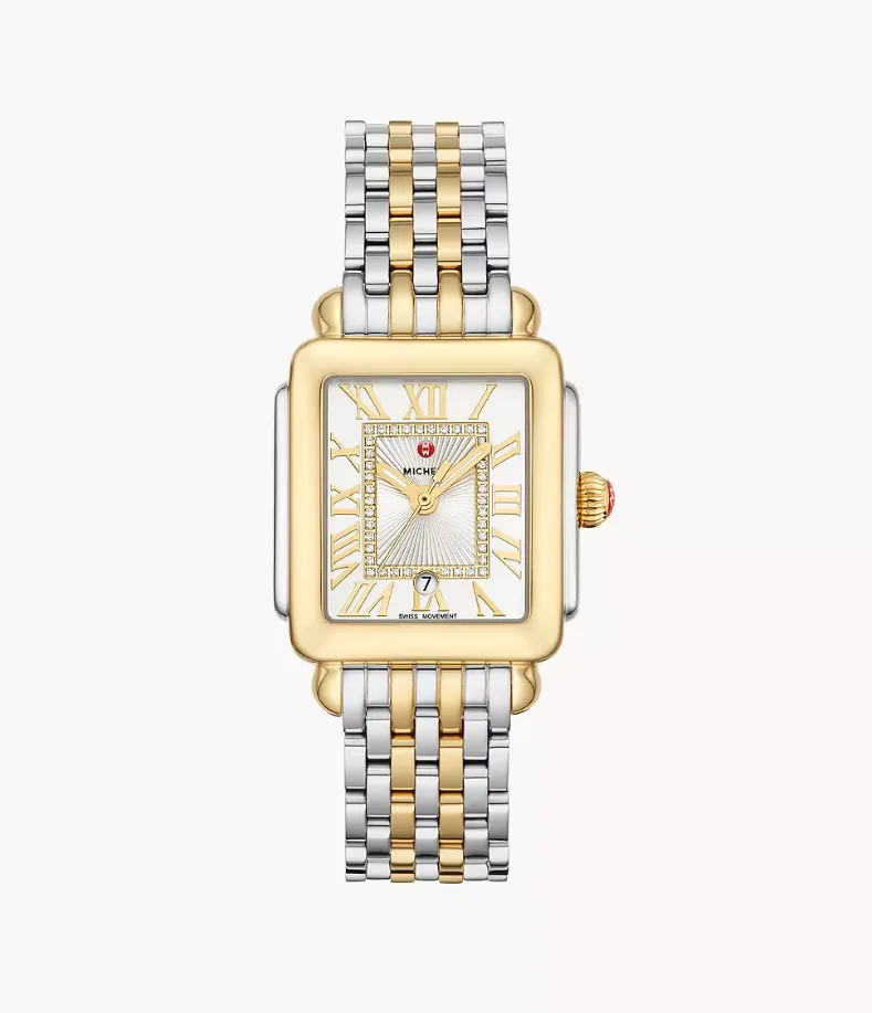 Michele Watches Deco Diamond Stainless Steel Watch