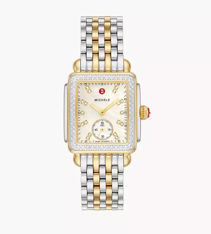 Michele Watches Deco Diamond Stainless Steel Watch